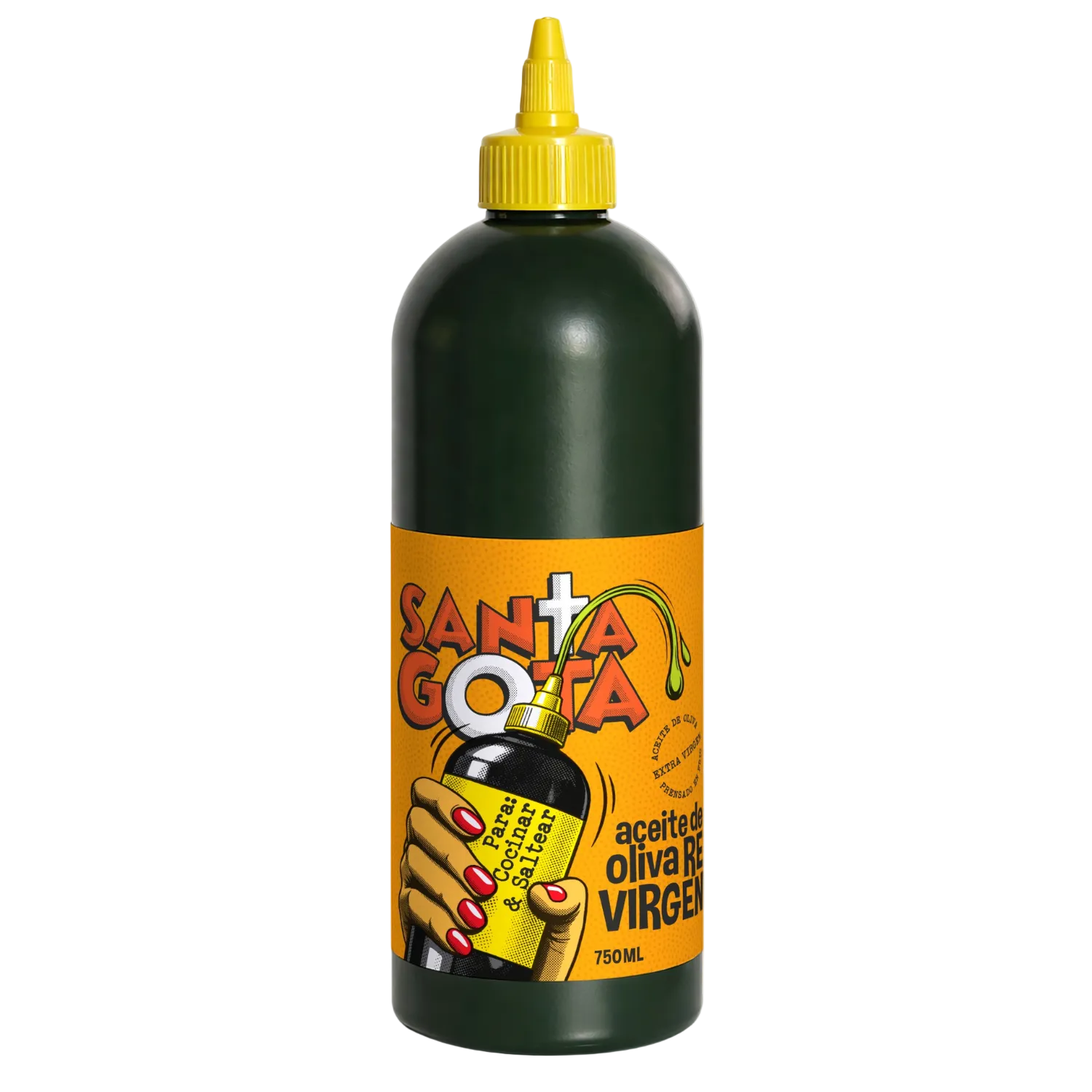 Santa Gota Cocinar 750ml — squeeze naranja, aceite de oliva para cocinar
