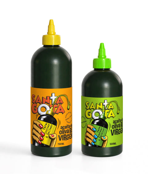 Squeeze Santa Gota Cocinar y Saltear de 750 ml, naranja, y Aderezar y Terminar de 500 ml, verde