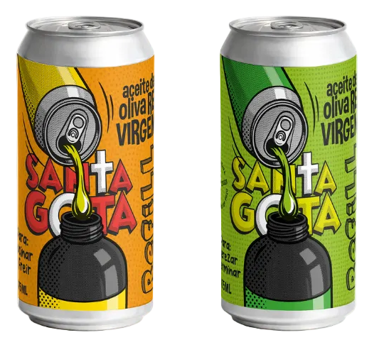 Dos latas de relleno Santa Gota de 473 ml, naranja Cocinar y verde Aderezar